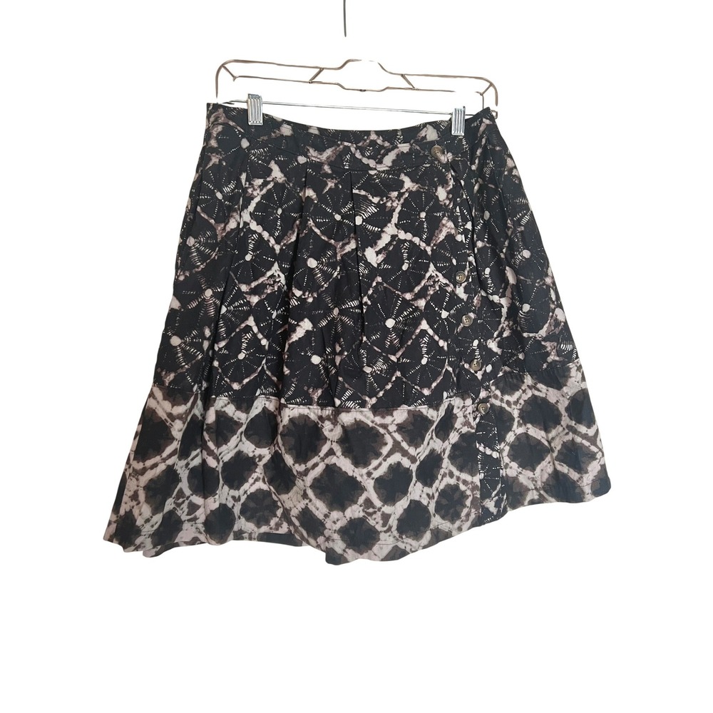 Thakoon for Target Black White Shibori Print Pleated A-Line Skirt Pockets Size 5